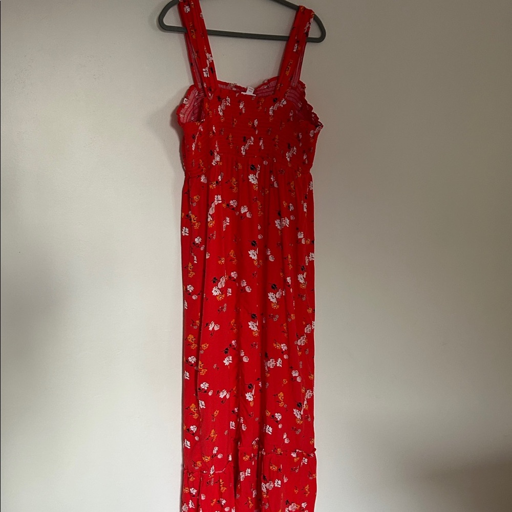 NWT Isabel Maternity Red Floral Smocked Maxi Dress - Picture 6 of 7
